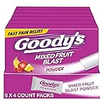Goody\'s Headache Powder, Headache Relief with Acetaminophen and Aspirin, Mixed Fruit Blast Flavor Dissolve Packs, 4 Powder Sticks, 6 Pack