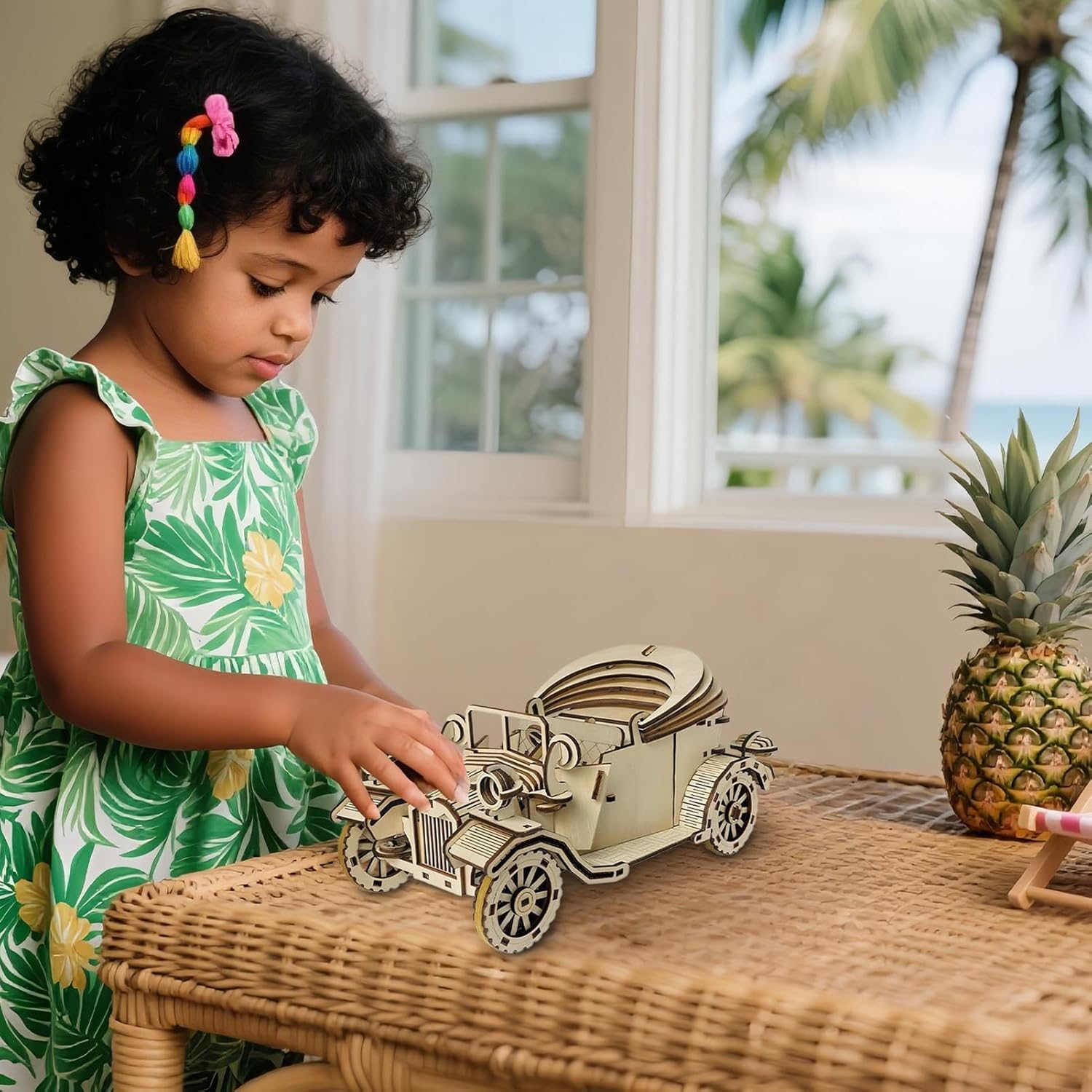 3D 木製パズル 大人向け - ヴィンテージカーモデル組み立てキット,コレクティブビンテージ車木材クラフトホビー クリスマス誕生日祝