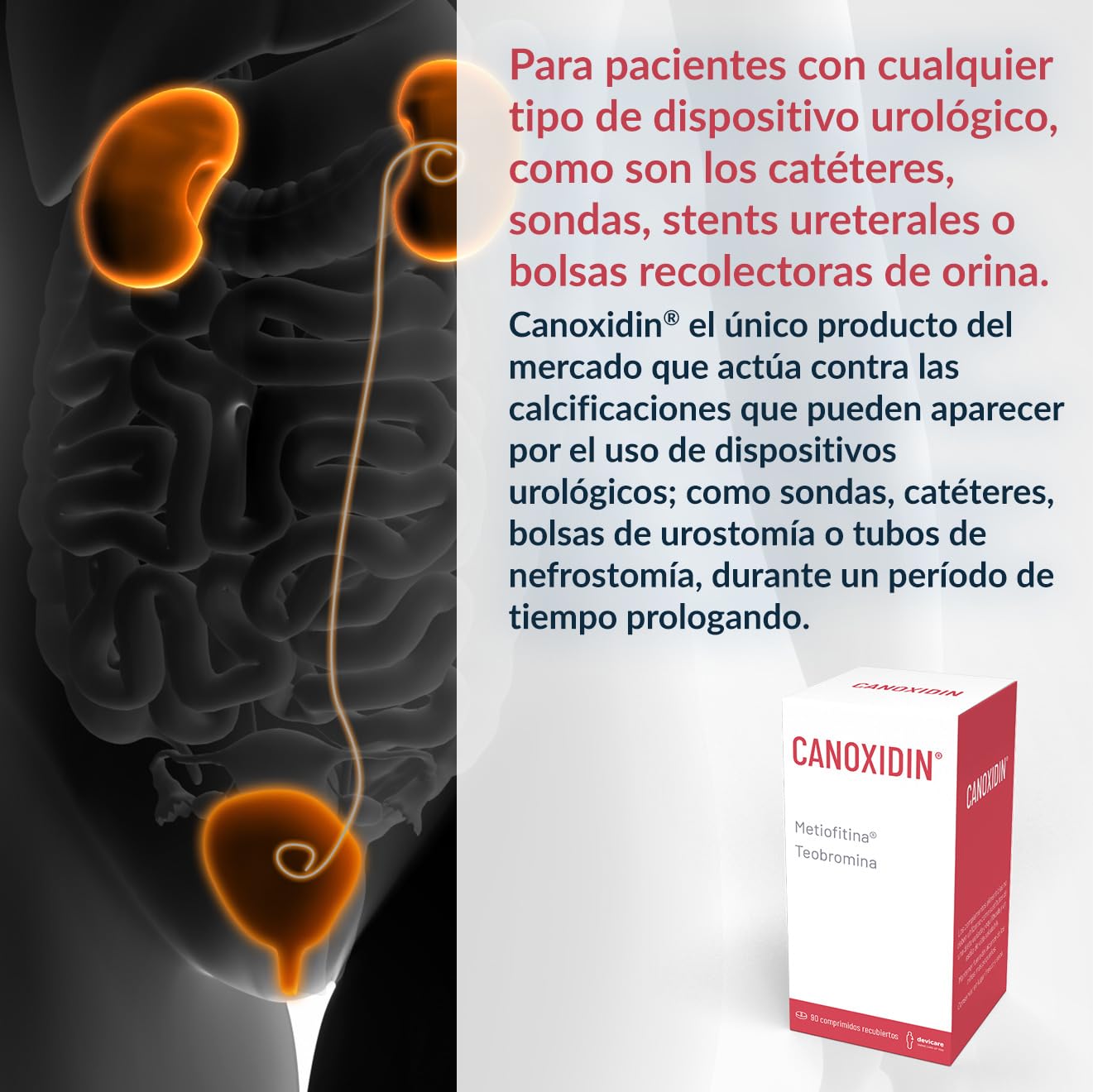 Canoxidin - Complemento Alimenticio - Para catéter y sonda urológica sin complicaciones - Disminuye el pH Urinario - Patentado - 90 comprimidos