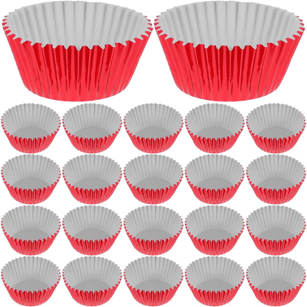 100Pcs Standard Red Cupcake Liners Muffin Baking Cups Food Grade Greaseproof Wrappers for Party Birthday Wedding Decoration Thicken 2.8X1.2In