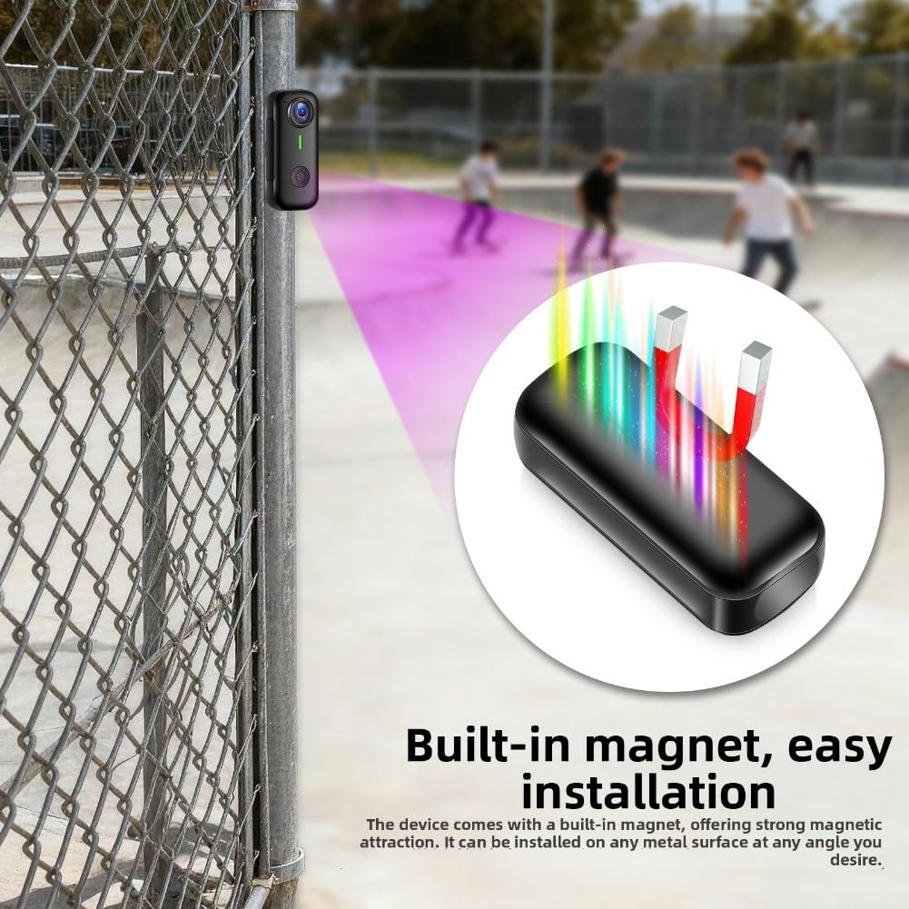 Rehoetom Cámara de acción magnética portátil 2K, visión gran angular de 120° y función WiFi, mini cámara corporal portátil para ciclismo, trabajo, viajes (negro) — view 7