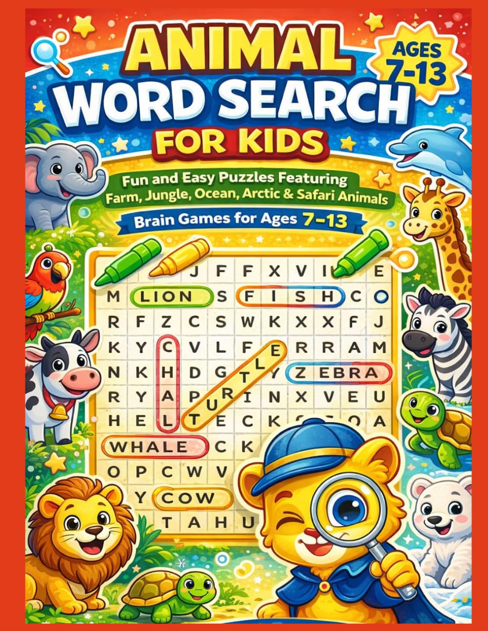 Animal Word Search for Kids: Fun and Easy Puzzles Featuring Farm, Jungle, Ocean, Arctic & Safari Animals | Brain Games for Ages 7–13