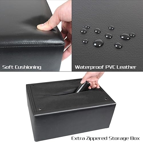 Miniatura 4 de BRIAN & DANY PU Leather Foot Stool with Wooden Legs & Padded Foam Seat, Small Ottoman Footrest Seat, Black