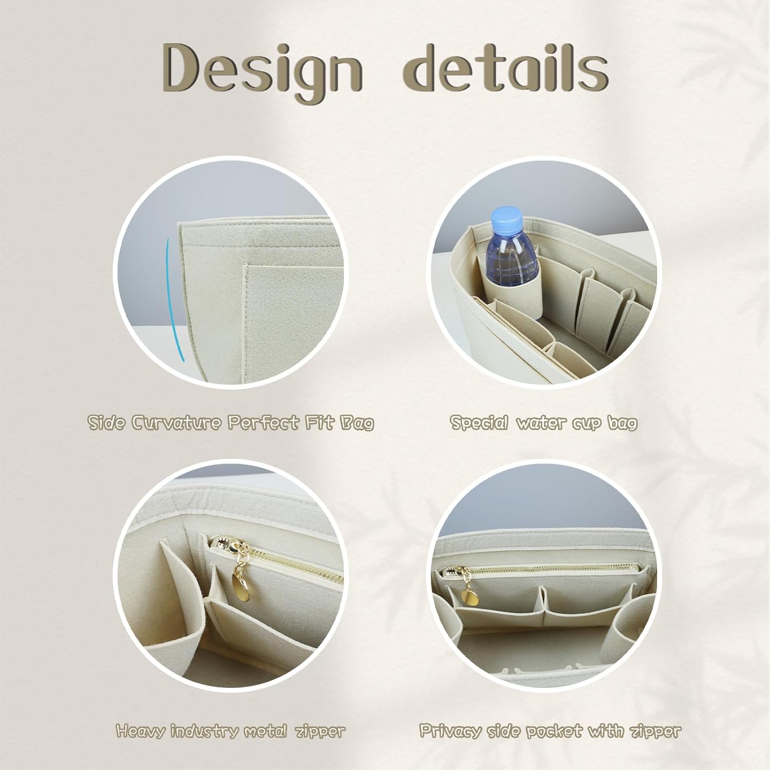 Lckaey Organizer Insert for Longchamp Le Pliage, Premium Felt Bag For Handbag Women Purse Large Long Champ organizer 2025beige-M - Image 5