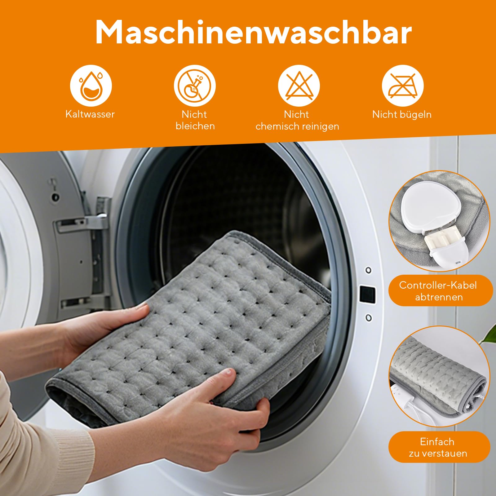 Fwiull Cuscino Riscaldante Elettrico, Termoforo Elettrico 43x84cm con Spegnimento Automatico, Protezione dal Surriscaldamento, 9 Impostazioni di Calore e 4 Timer, Display LED, Grigio