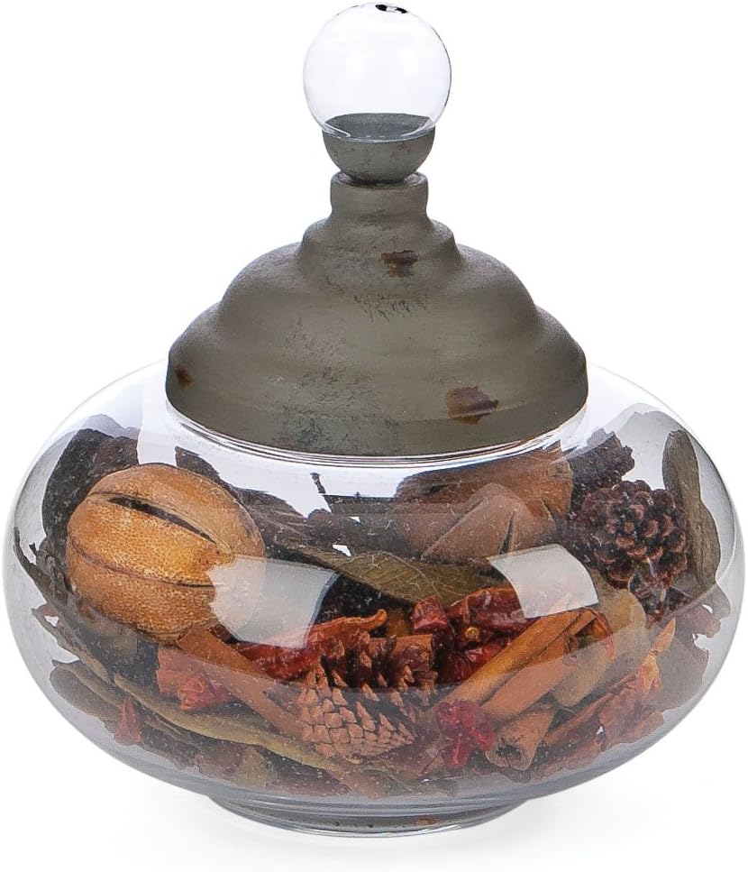 Skalny 7.75" Dx8.5 Round Glass Jar Canister W/Metal Lid