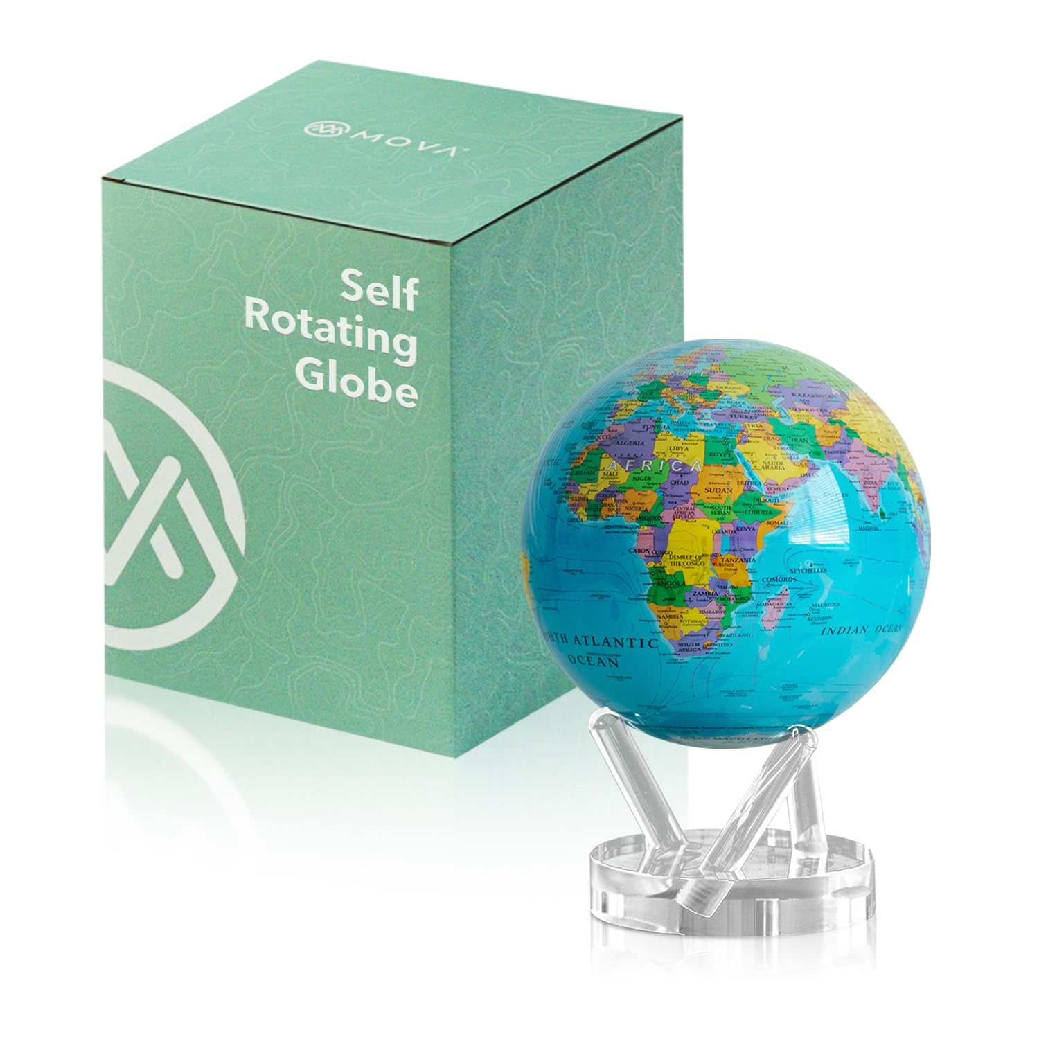 MOVA Self Rotating Globe, Ocean Blue Political Map Signature (6")