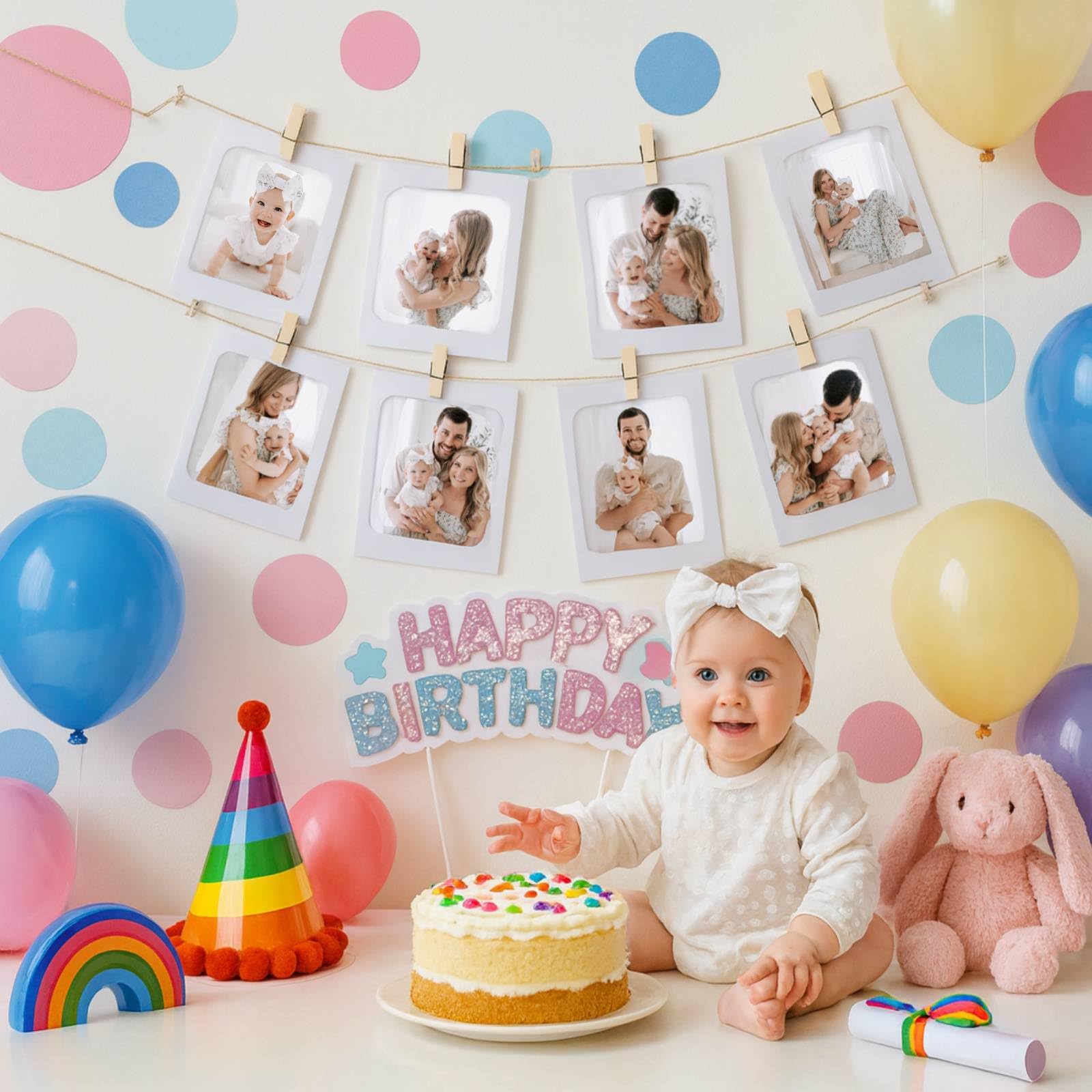 Anwyll 30 marcos de fotos de papel blanco, marcos de fotos de papel de cartón de 4 x 6 pulgadas con mini clips de madera y cuerdas de yute, soportes de fotos para colgar fotos, decoración de pared