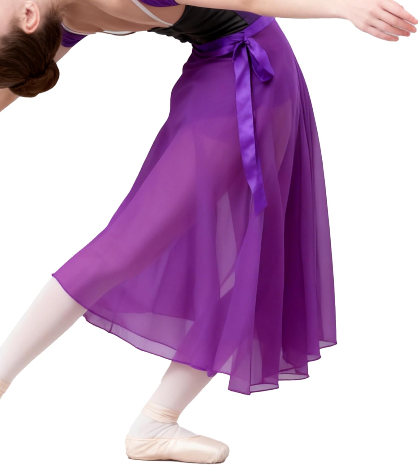 Wuchieal Dance Skirts for Women, Long Chiffon Ballet Skirt, Women's Dance Wrap Skirt with Tie - Image 6