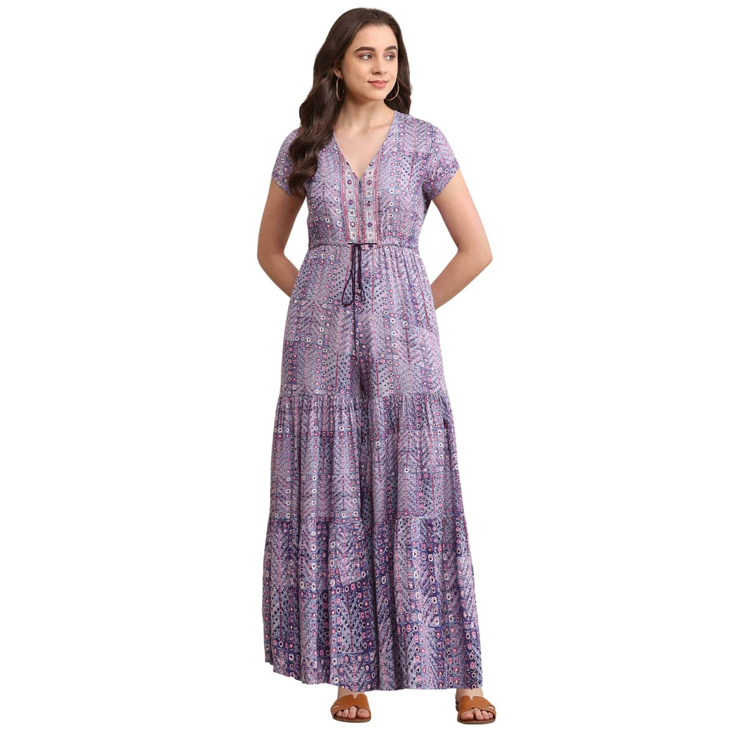 Women LIVA Straight Printed Jumpsuit