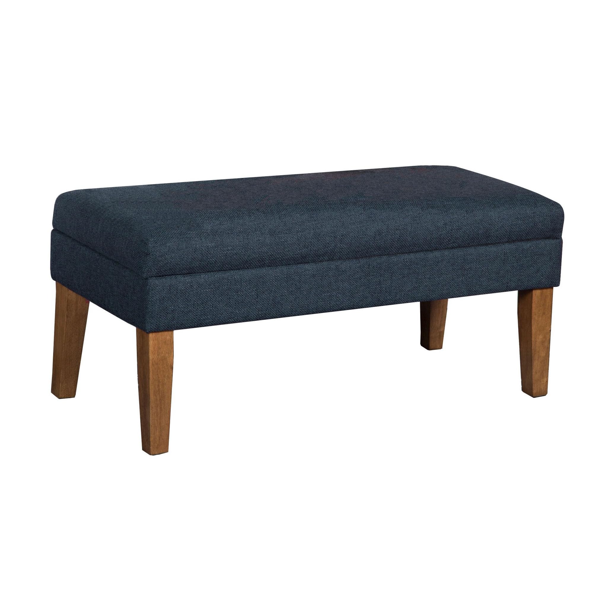 Homepop Home Decor | Upholstered Decorative Storage Ottoman Bench | Ottoman Bench with Storage for Living Room & Bedroom | Decorative Home Furniture, Navy Large