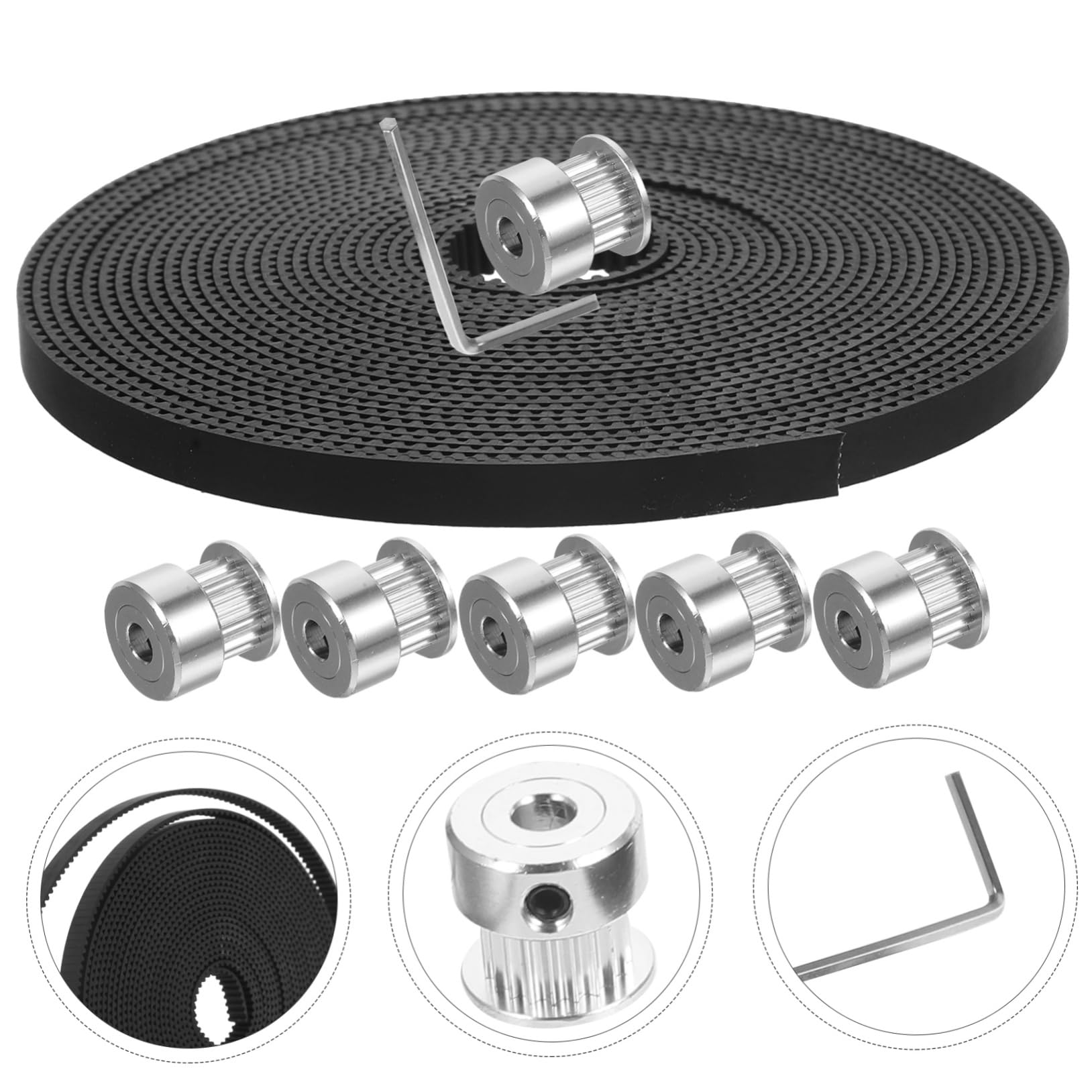 Mobestech 3sets Accessori Per Stampante Cinghia e Ruote Pulleys Di Sostituzione Affidabile Per Componenti Di Stampa Performance Stabile e Precisione Di Trasmissione