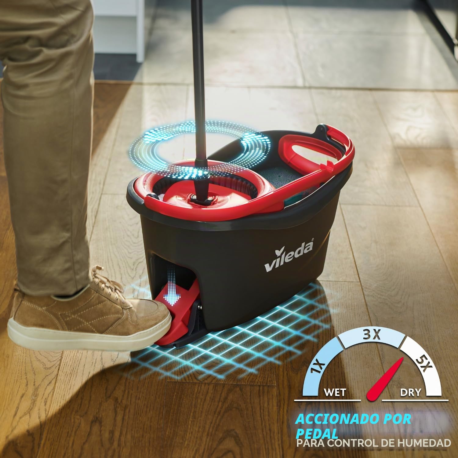 Vileda Turbo EasyWring & Clean - Juego Completo de Accesorios y Funda Turbo, Color Rojo y Gris