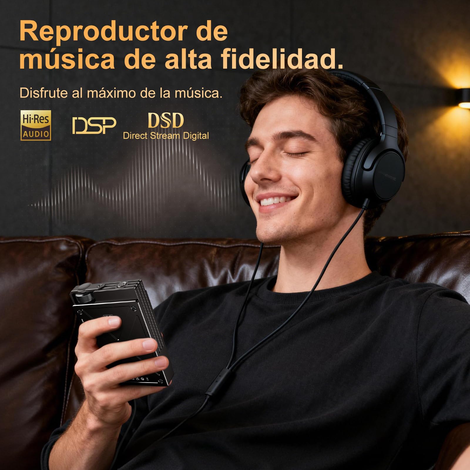 Reproductor MP3 HiFi 64 GB, DAC FLAC/DSD, 192 kHz/24 bits, portátil | Audio digital de alta resolución sin pérdida, DAC portátil, compatible con FLAC/DSD, admite hasta 256 GB