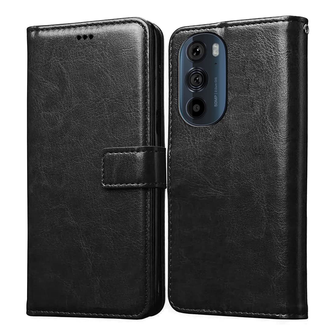 Casotec Flip Cover for Motorola Edge 30 5G | Premium Leather Finish | Inbuilt Pockets & Stand | Flip Case for Motorola Edge 30 5G (Black) (B0B7P6BQMQ) Amazon Price History, Amazon Price Tracker