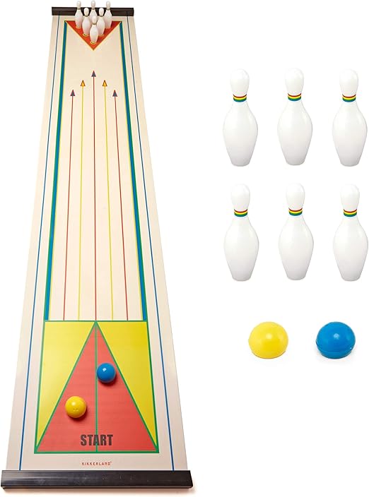 Kikkerland Tabletop Mini Arcade Board Game Bowling, Family Fun Game Night, Office Desk Office Desk Stress Relief Gadgets Small Finger Toys Fun Gag Gifts for Men Women Kids Teens
