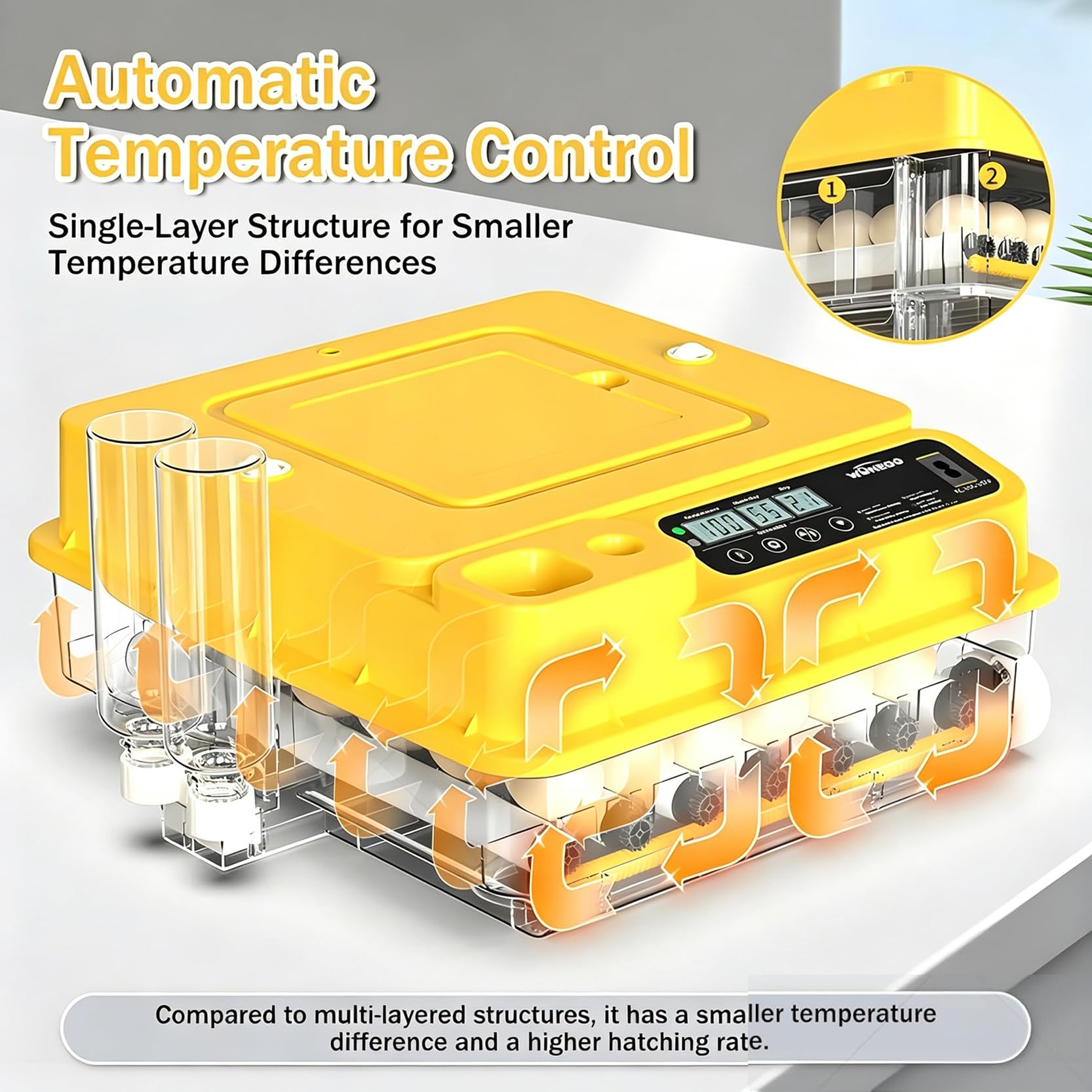 Incubadora de Huevos Profesional 288, Incubadoras de Huevos Eléctricas con Llenado Automático de Agua, Contador Diario, Máquina de Ofoscopia y Control Total del Clima Criadora de Pollos Para P 48Eggs