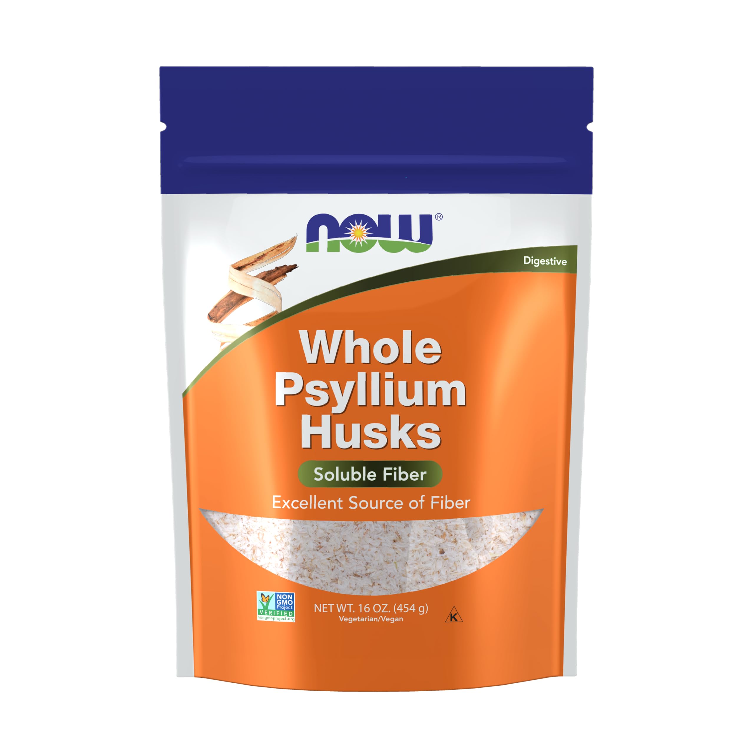 Whole psyllium cosses, 16 oz (454 g) - Now Foods