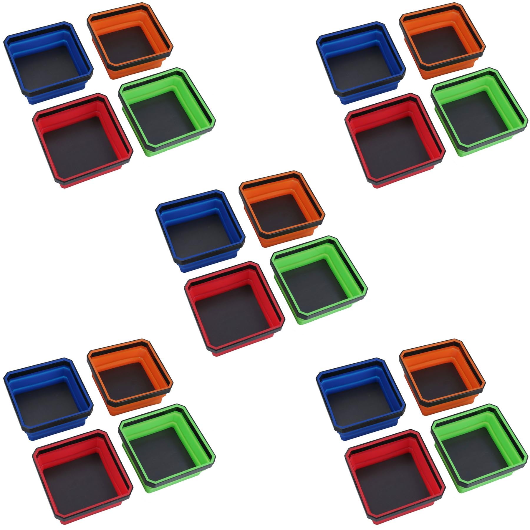 Collapsible Magnetic Parts Tray Dish Storage Bowl Holder Plastic Multicoloured 20pc