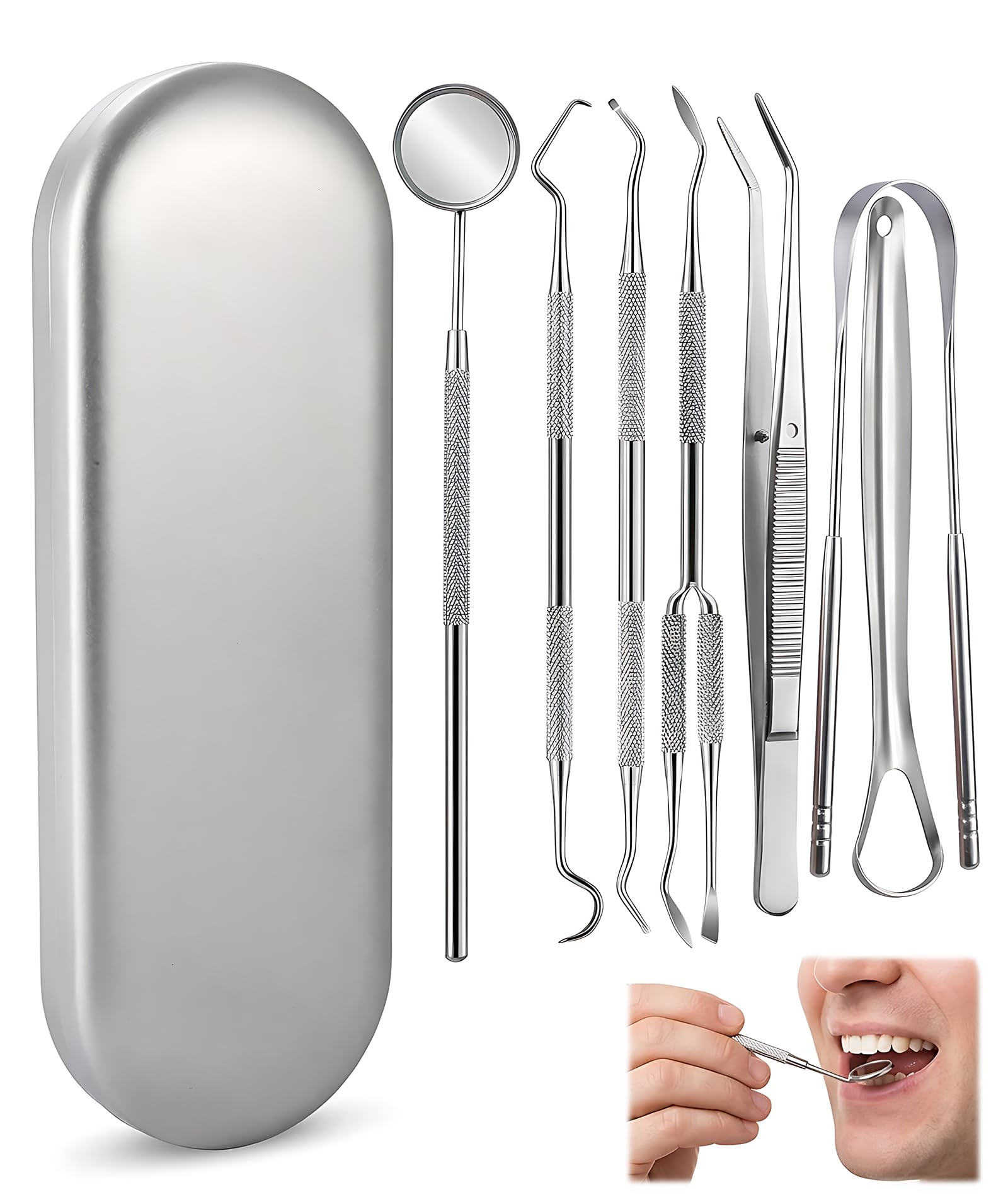 Teeth Cleaning Tools, 8 Piece Dental Care Kit with Storage Case, Stainless Steel Teeth Cleaner for Home Oral Hygiene and Pet Dental Care, Portable Teeth Plaque Remover Tools for Travel Use-image-17