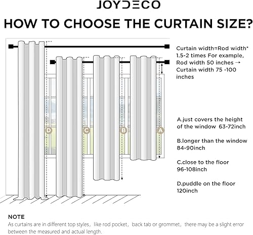 Miniatura 7 de Joydeco - Cortinas 100% opacas, 2 paneles de lino natural para oscurecer habitación, aislamiento térmico, trabillas traseras y bolsillo para barra,