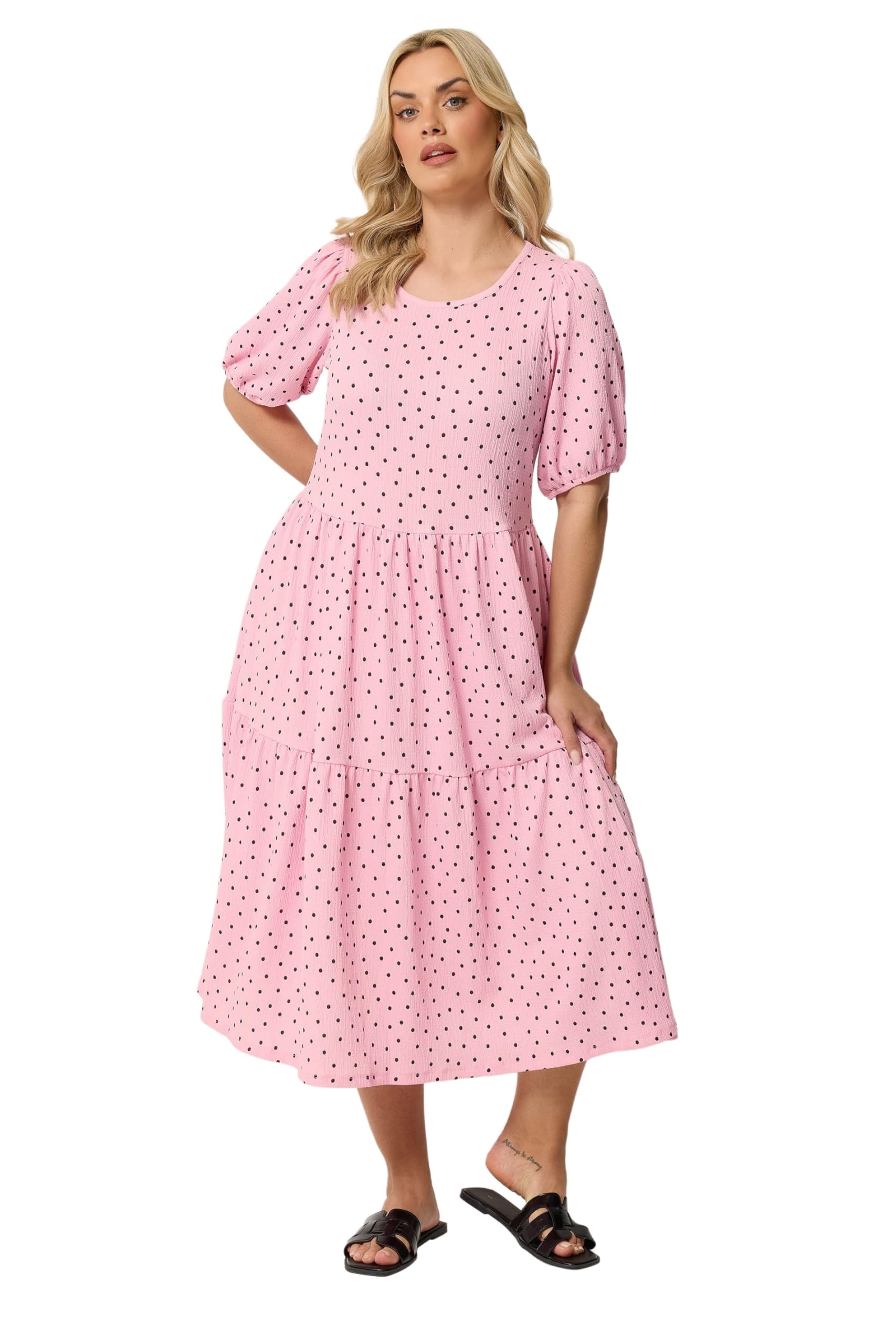 Yours - Women's Dress - Polka Dot - Size 18 - Baby Pink