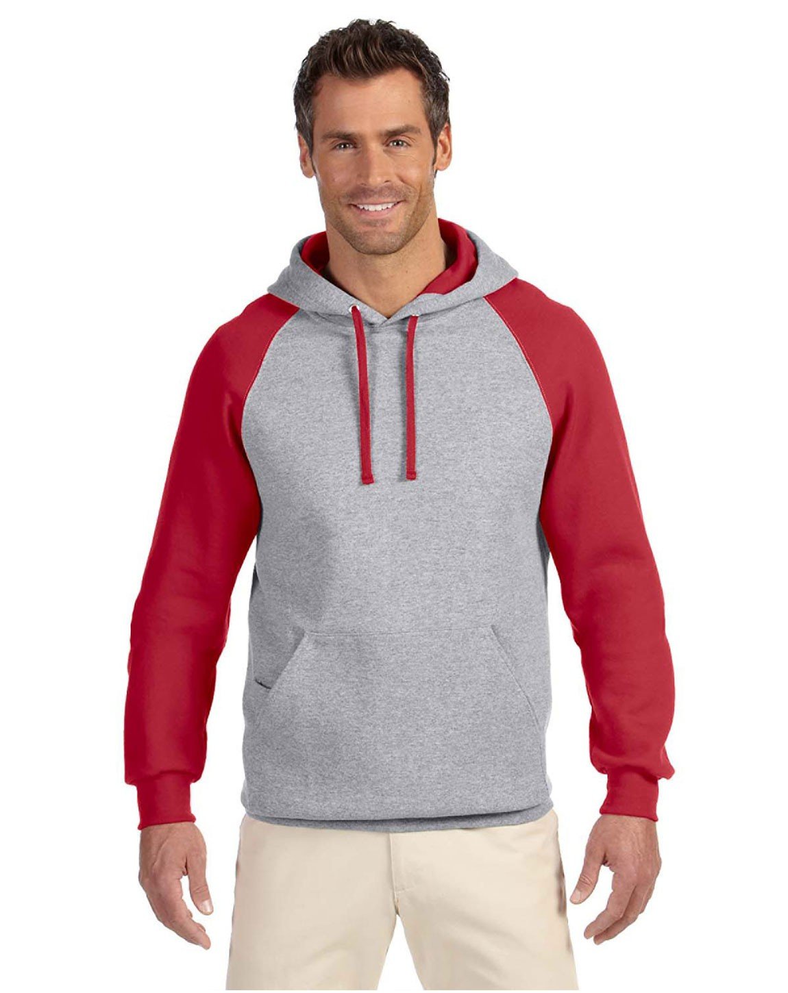 Jerzees NuBlend Men's 8 oz 50/50 Colorblock Raglan Hooded Sweatshirt