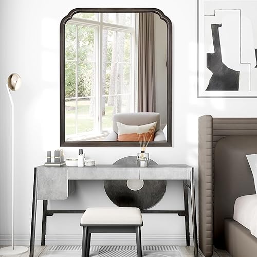 Miniatura 4 de WallBeyond Espejos de baño de madera para montar en la pared, 30 x 40 pulgadas, espejos de pared con marco de madera rústica, espejos decorativos