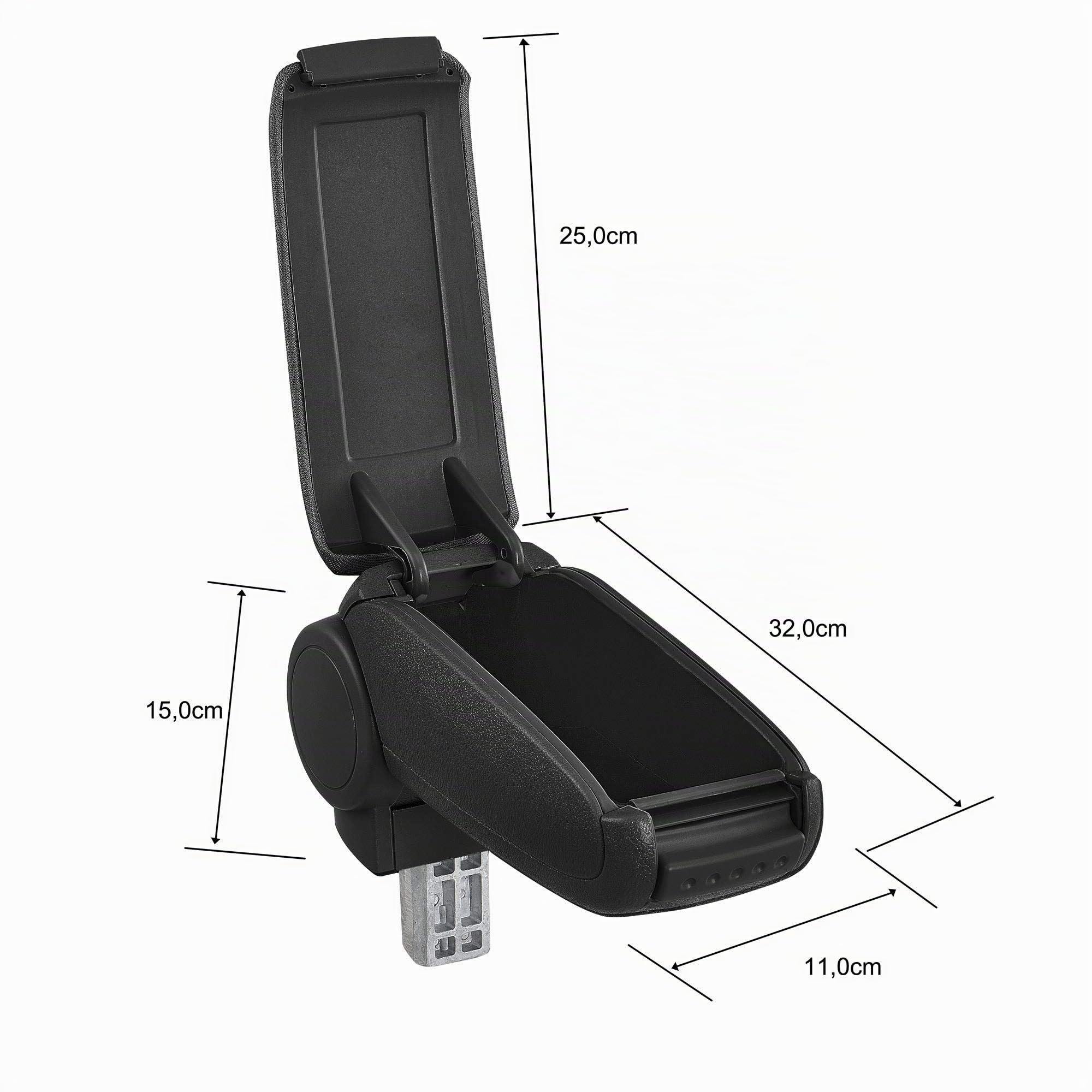 Reposabrazos central para Clio 3 III | Accesorio de consola de almacenamiento y reposabrazos con compartimento organizador | Pieza de repuesto interior de coche | Tela negra