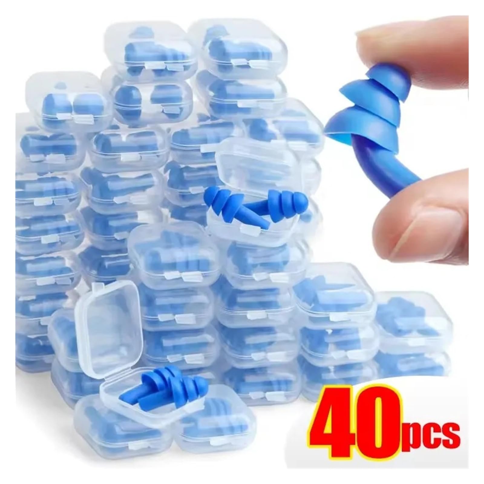 1/25 paia di tappi per le orecchie in silicone con cancellazione del rumore, per dormire e nuotare, impermeabili (2 paia (4 pezzi)