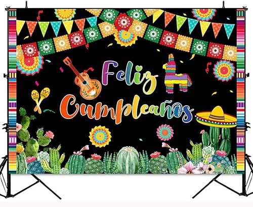Miniatura 2 de Telón de fondo de Feliz Cumpleaños, fiesta mexicana, decoración de fiesta de feliz cumpleaños, Cinco de Mayo, Taco, carnaval, fotografía, fondo de