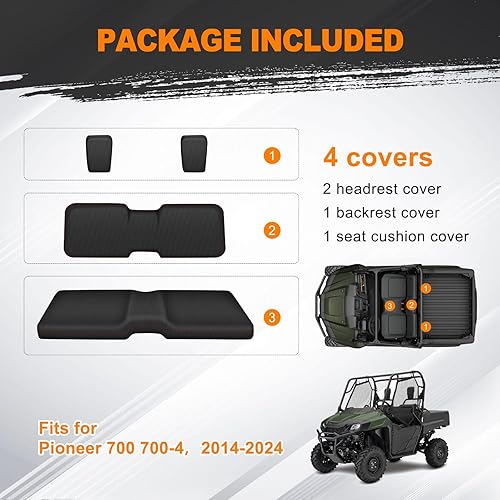 Miniatura 13 de BORDAN Funda de asiento UTV para Polaris Ranger 500 700 800 2002-2008 (solo asiento delantero), resistente al agua 1680D, protección completa, juego