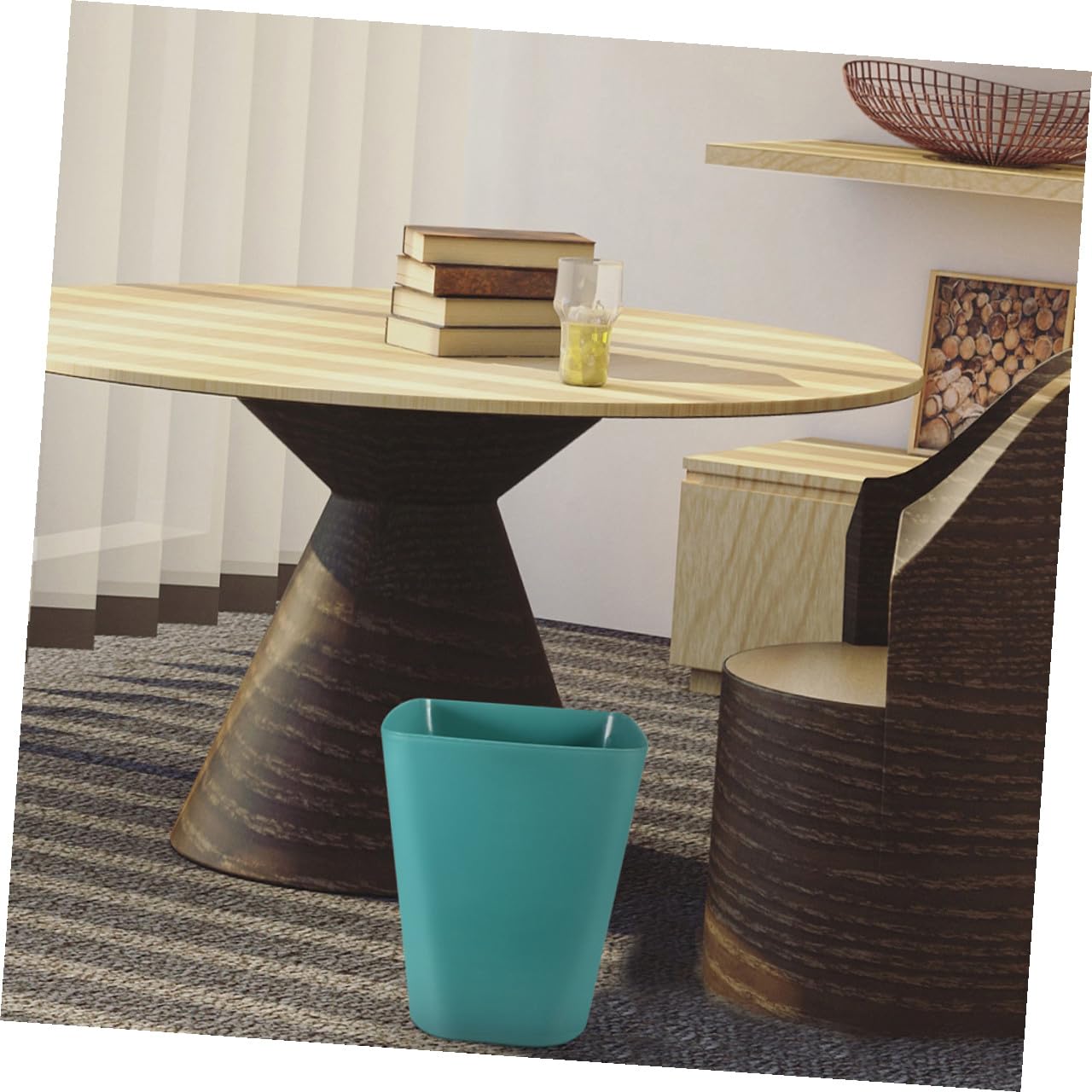 3pcs Outdoor Trash Can Set Small Square Blue Multi-use Litter Bin Plastic Wastebasket for Bathroom Kitchen Office Storage