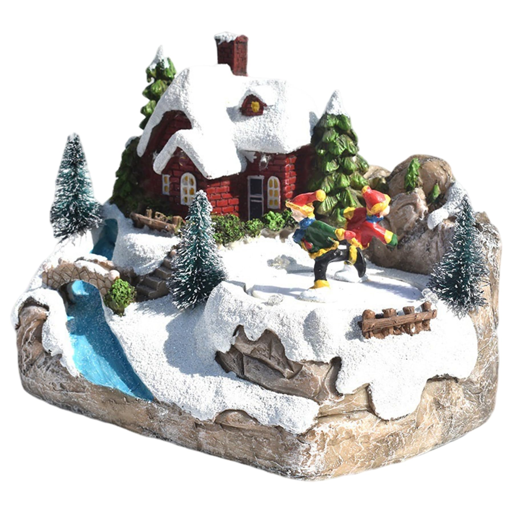 Maisons de village de Noël avec LED musique et ski rotatif animée