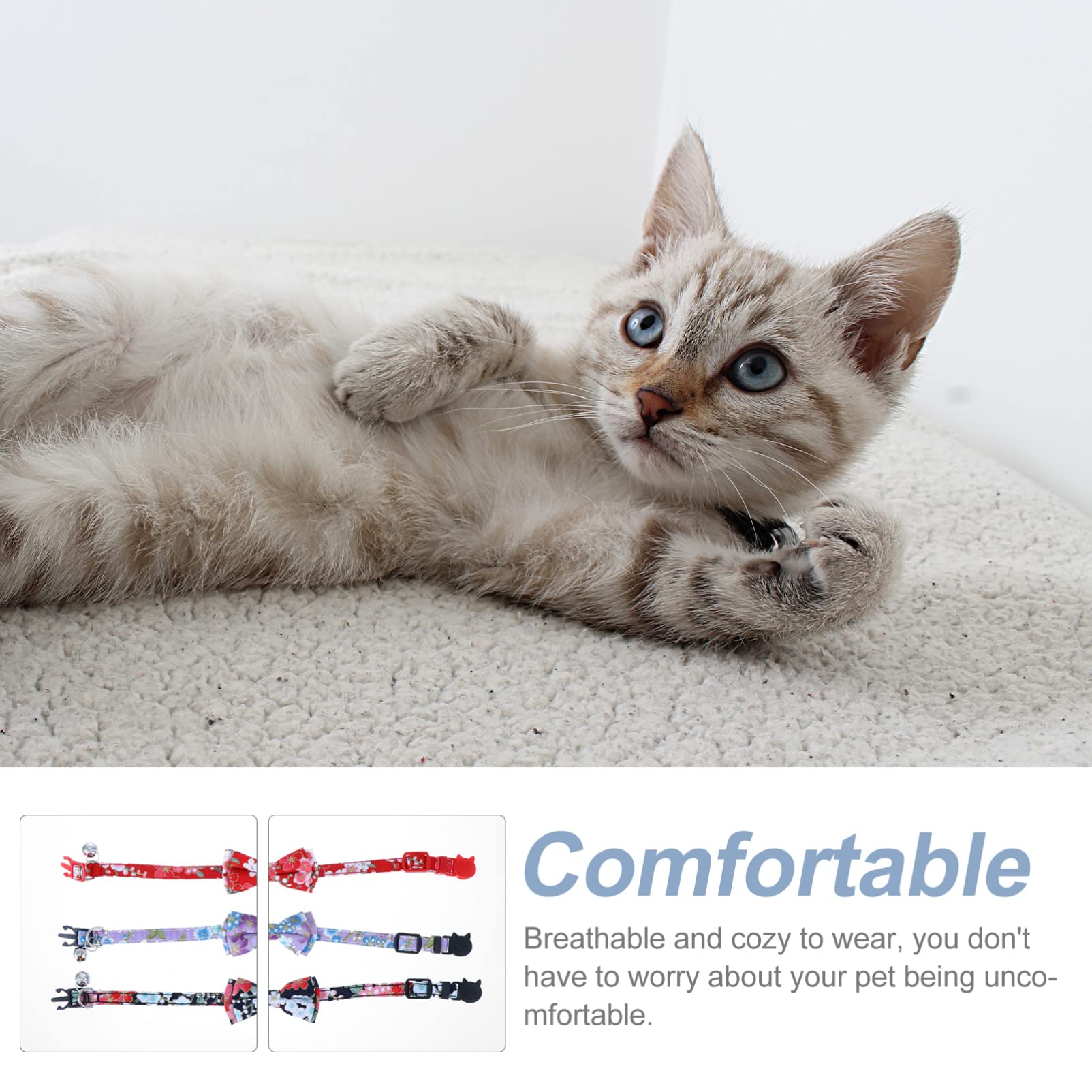 POPETPOP 9pezzi Collare Per Gatti Regolabile Con Campanellino e Fiocco Da Vivaci Accessori Per Cani e Gatti Adatti Feste e Occasioni Speciali
