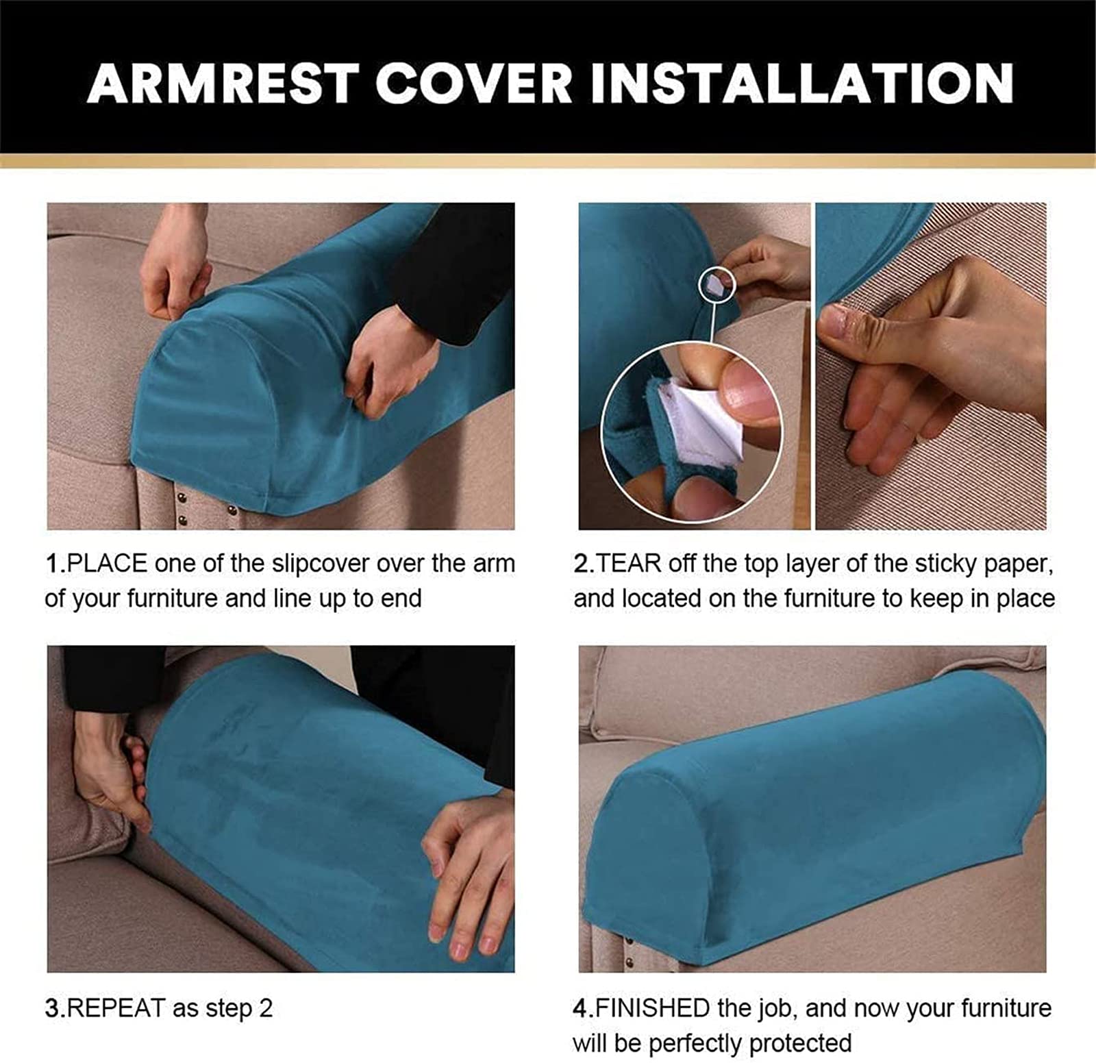 Copribraccioli for poltrona, Copribraccioli for poltrona, Copribraccioli elasticizzati in velluto spesso Copribraccioli antiscivolo Copribraccioli for sedie e divani Copripoltrona for protezione mobil