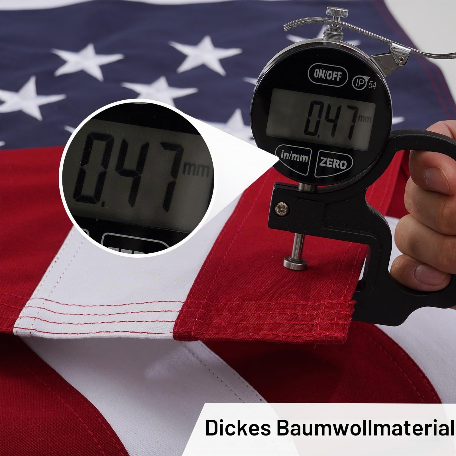 AMZFLAG Amerikanische Flagge aus Baumwolle, 90 x 152 cm, bestickt, 50 Sterne, USA-Flaggen mit 2 Messingösen, robuste USA-Flagge, weiches Baumwollmaterial für drinnen und draußen