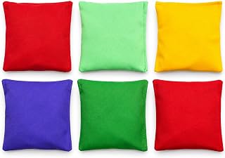 6 Pcs Small Bean Bags for Tossing, 4" x 4" Small Bean Bag for Kids Toss Game Cornhole Game Daycare and Home Schooling Indoor Outdoor Backyard Activities, Assorted Random Colors