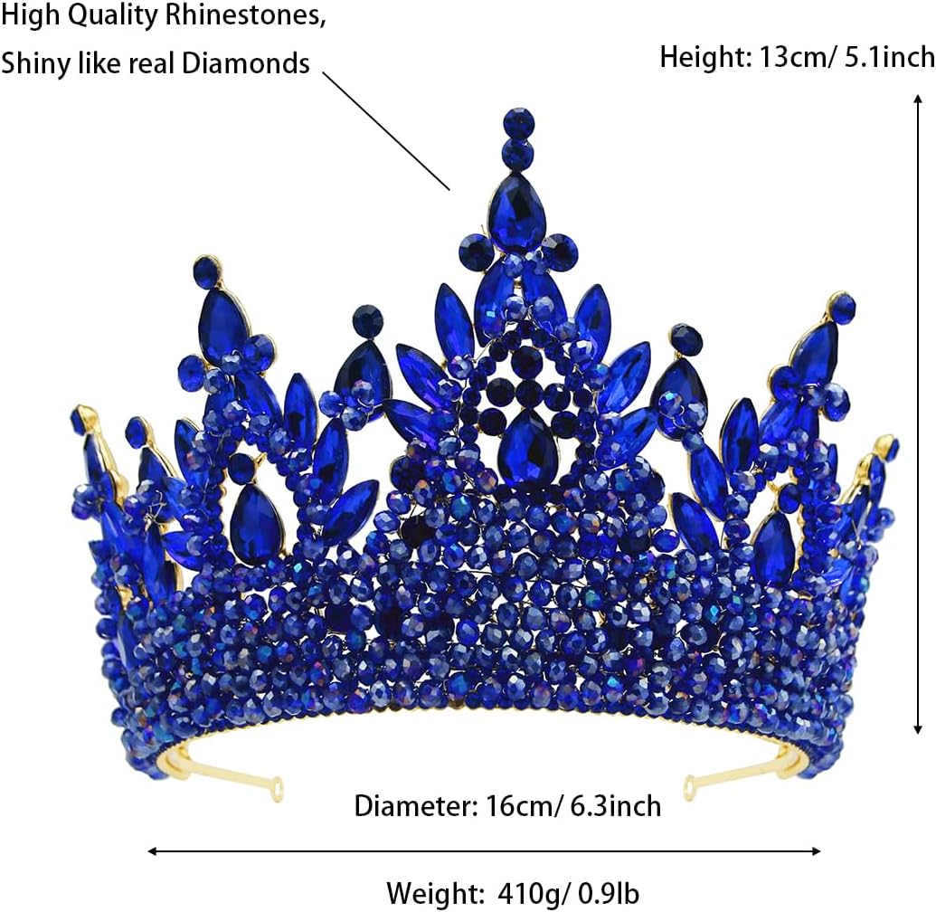 Large Tiaras and Crowns for Women Crystal Tall Pageant Crowns Rhinestone Royal Queen Headband Princess Quinceanera Headpieces for Wedding Birthday Prom Party Costume Cosplay