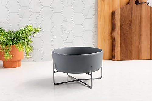 Miniatura 3 de Waggo Simple - Soporte sólido para cuenco y cuenco para perros, soporte individual de hierro con comedero de cerámica individual o cuenco de agua,