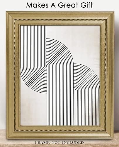 Vista 3 de Buzz Unplugged Mid Century Modern Lines Abstract Wall Art: Minimalist, Aesthetic & Boho Wall Art for Home, Office, Bedroom & Living Room Decor