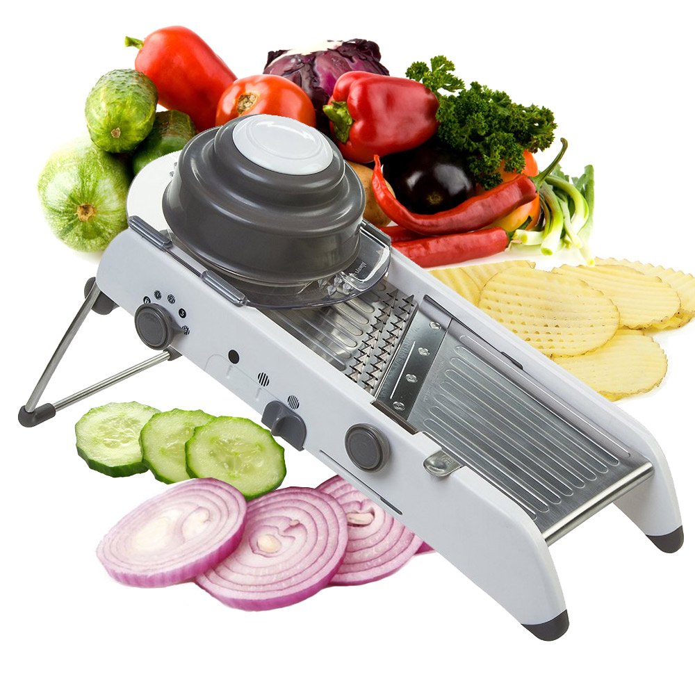 Cortadora manual de acero inoxidable con hoja ajustable para verduras y cebolla para patatas