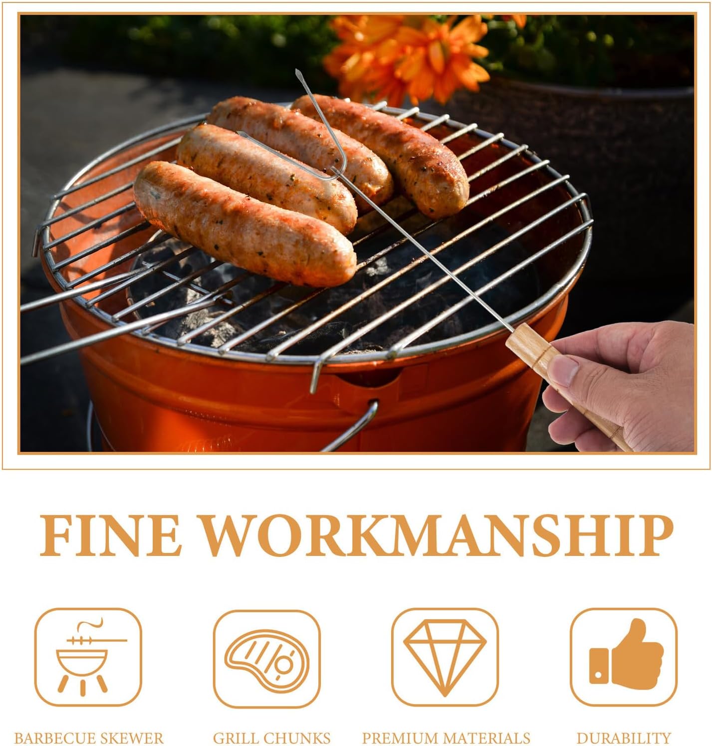 Outdoor BBQ Grill Tools Portable Multi-Function Stainless Steel Grill Sticks and Clips for Camping Picnic Barbecue Party Accessories Kit