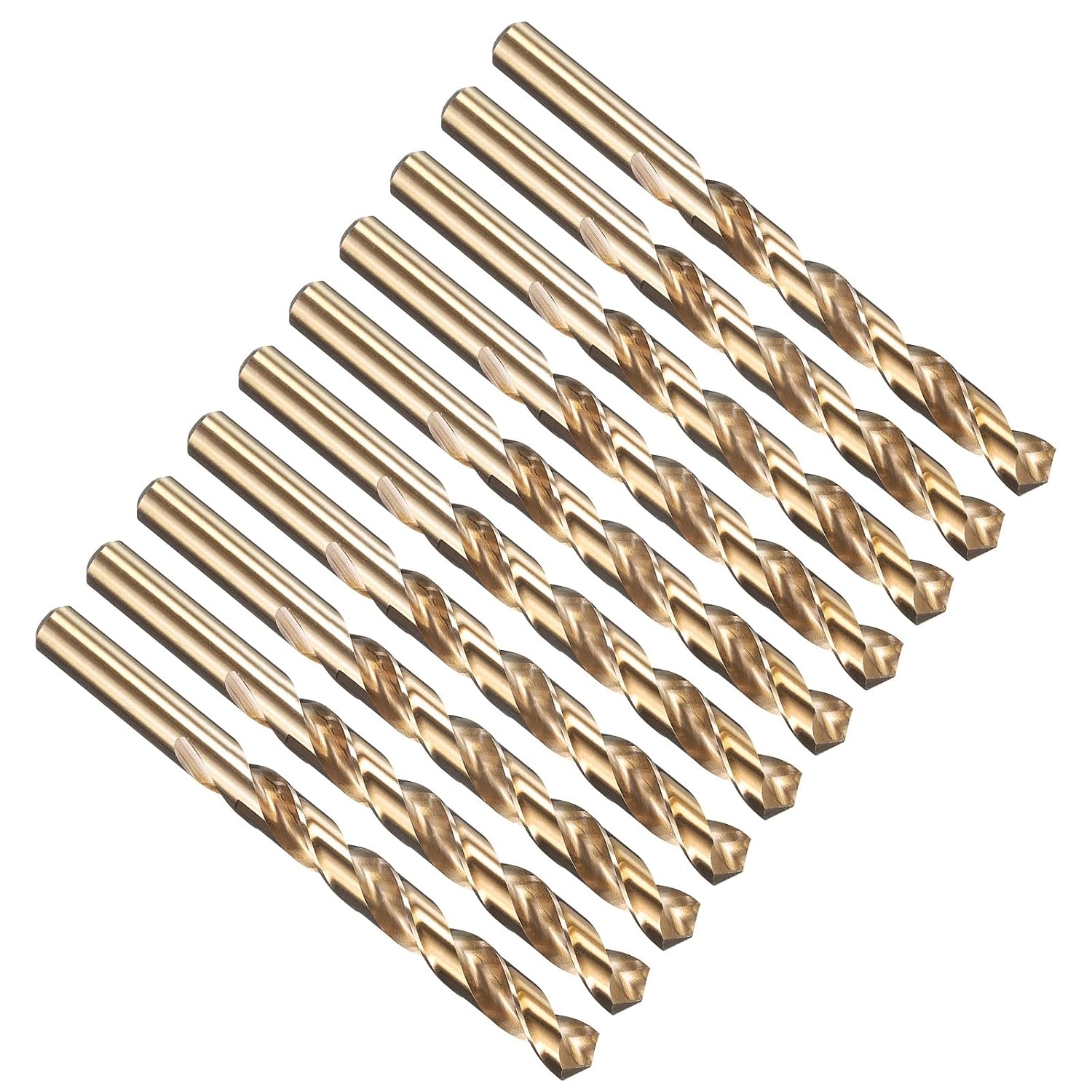 PATIKIL 27/64" Drill Bit, M35 Cobalt 5% High-Speed Steel Jobber Straight Shank 135° Gold Finish for Stainless Steel Hard Metal - 10 Pack