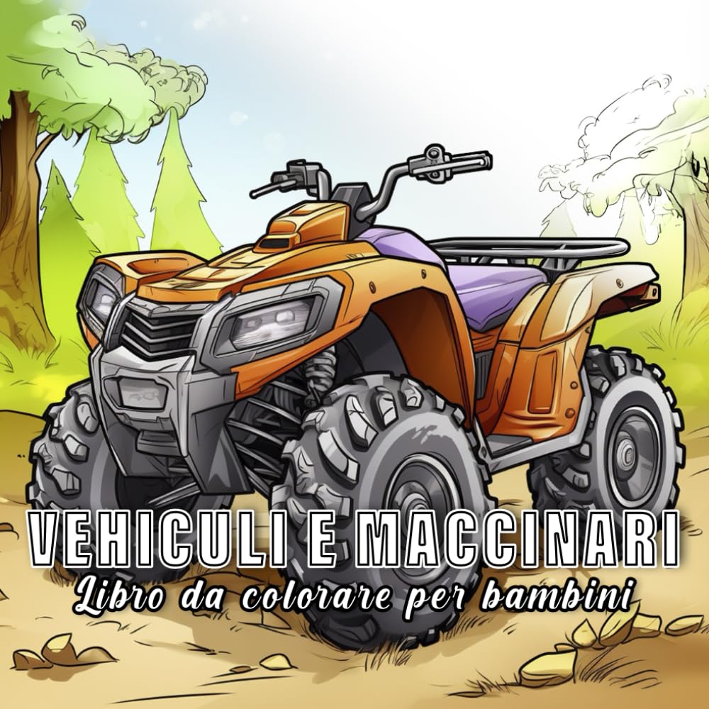 Veicoli e Macchinari: libro da colorare per bambini con 60 schizzi di veicoli e macchinari. (Piccoli Mondi)