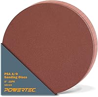 Vista 11 de POWERTEC 10 discos de lijado PSA de grano 60 de 8 pulgadas, papel de lija autoadhesivo de 8 pulgadas, para paneles de yeso, carpintería, pintura