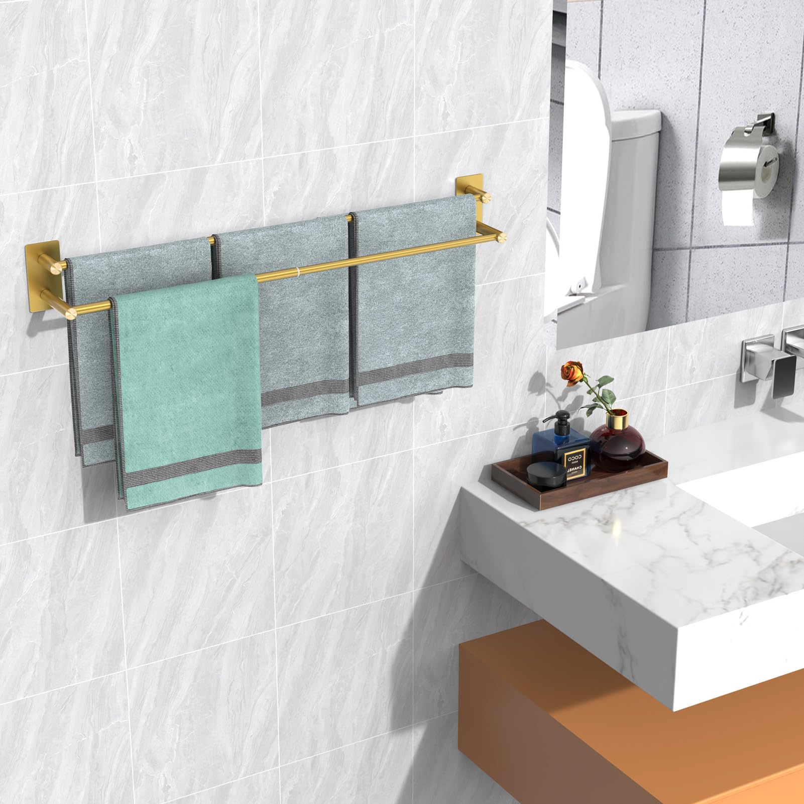 Lolypot Handdoekenrek 304 Rvs Zwart, Handdoekenrek Boren Wandmontage Badkamer Planken Wandplank 40 Cm Voor Badkamer