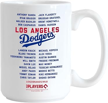 Logo Brands Los Angeles Dodgers 2024 World Series Champions 15 Ounce Roster Coffee Mug