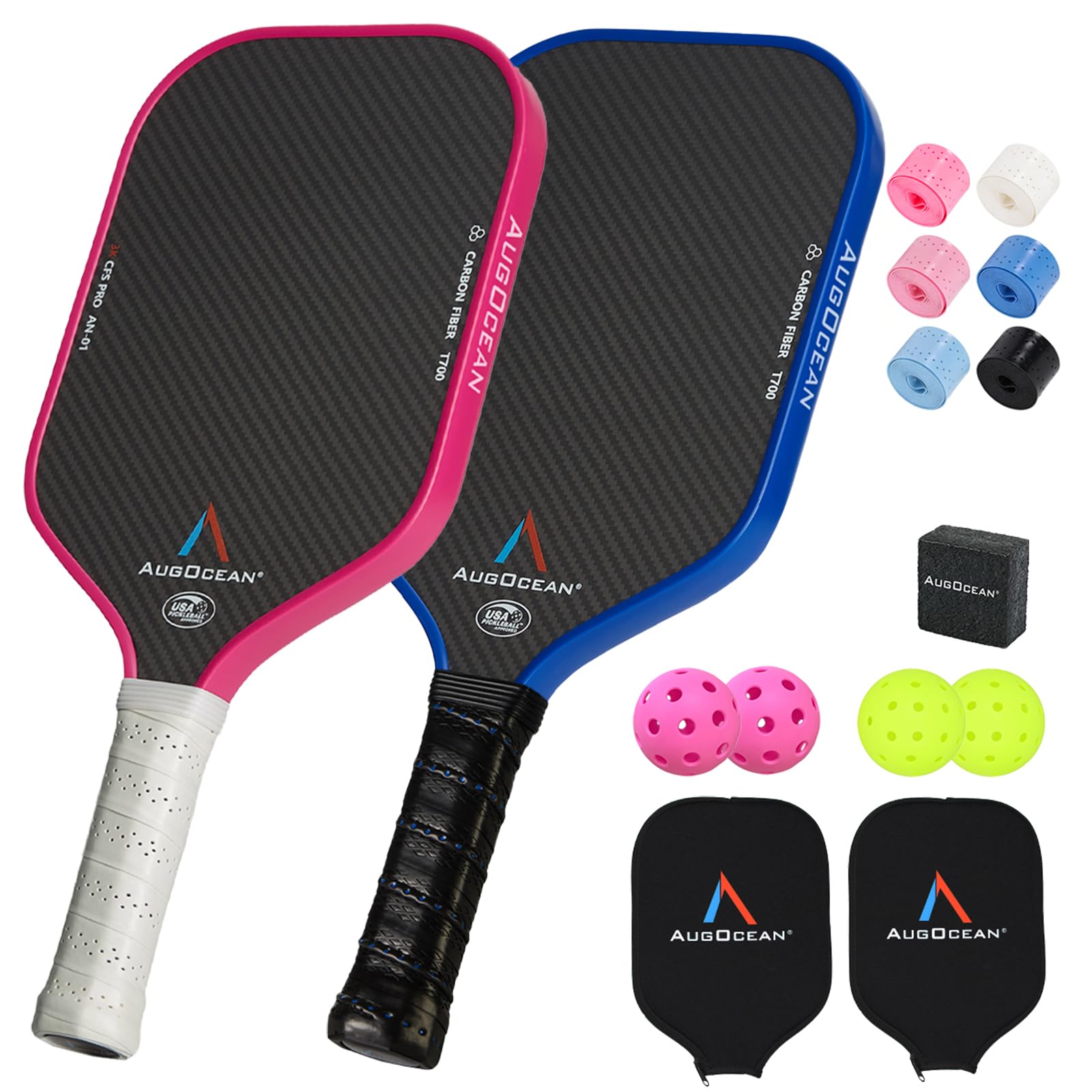 Pickleball-Paddel, USAPA-zugelassenes Pickleball-Paddel-Set Pro, 3K Rohkohlefaser, strukturierte Oberfläche mit hoher Körnung und Drehung, 16 mm langlebig, T700SC Kohlefaser, Pickle-Ball-Schläger für