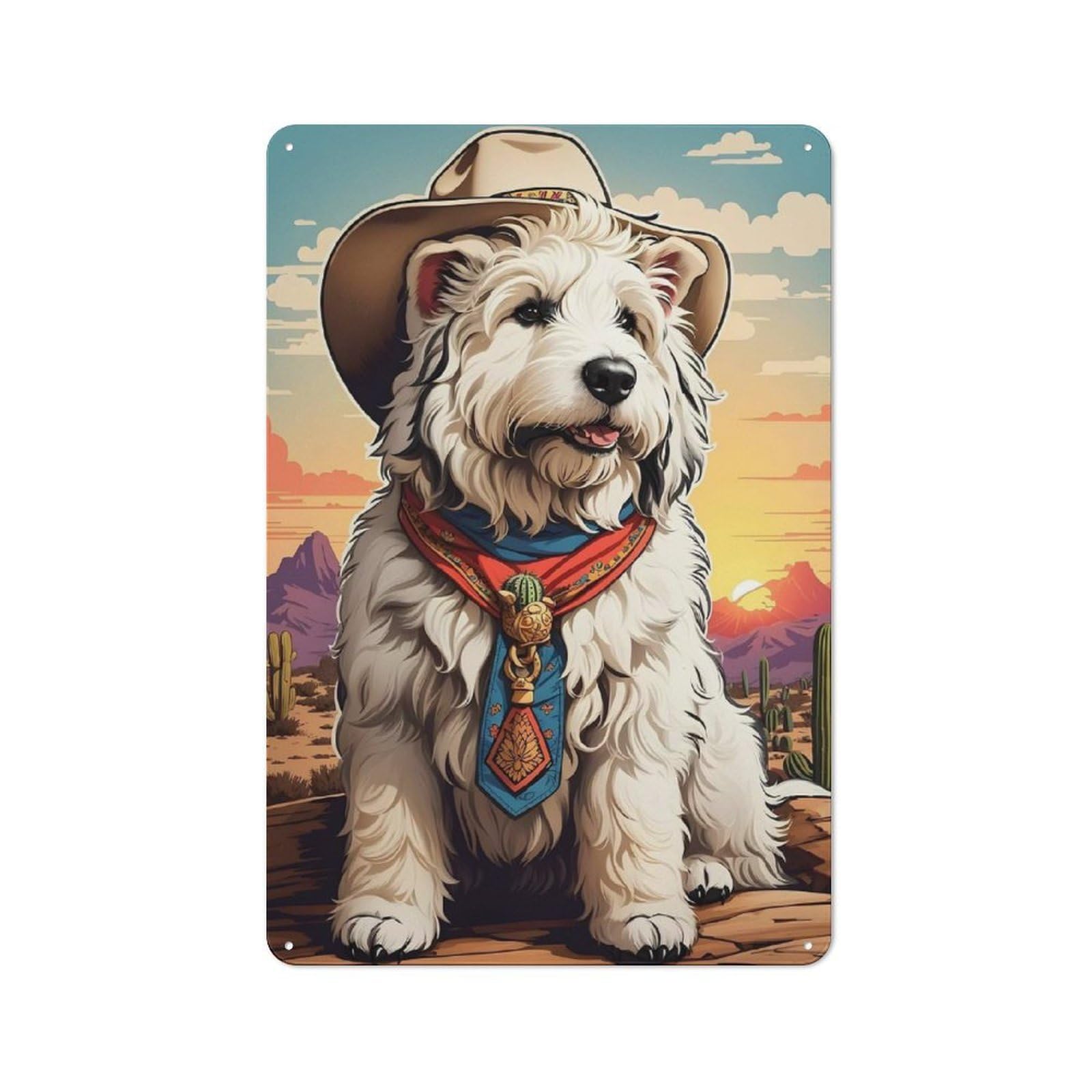 Junmoney English Sheepdog Cowboy Retro Metal Plaque 30X20cm Featuring For Garage Wall, A Winter Wall Decor Update For Workshop Decor Fans